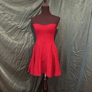 Structured Red Fit and Flare Dress